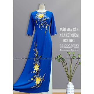 Áo Dài Bà Sui 2 Lớp 4 Tà Kết Cườm Pha Lê BS4T985